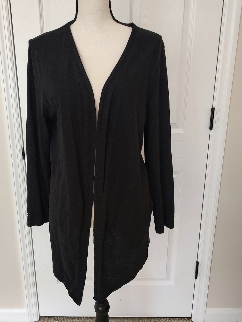 Chico's The Ultimate Tee Black Cotton Modal Cardigan Sweater L